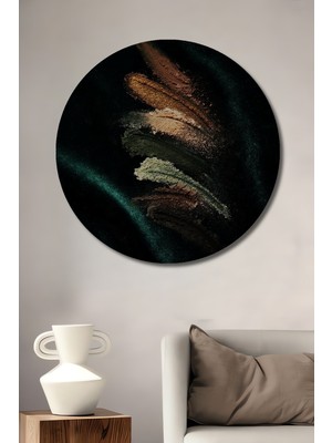 Teona Ahşap Kadife Vurgulu Kozmetik Makyaj Tozu Görünümlü Ahşap Dekoratif Tablo Yuvarlak Duvar Tablosu
