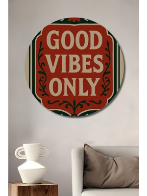 Teona Ahşap Iyi Enerji Sadece Ahşap Dekoratif Tablo Yuvarlak Duvar Tablosu