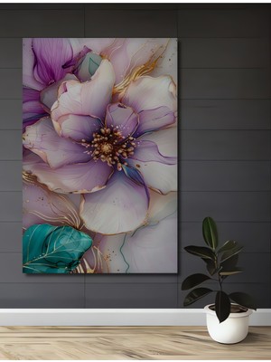 Teona Ahşap Mor Salkım Çiçek Yaprakları Yağlı Boya Görünümlü Dekoratif Ahşap Ev,antre,salon,ofis,mutfak Tablo