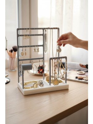 Takı Organizer-10 Bölmeli Takı Standı-Çift Renkli En Kullanışlı Takı