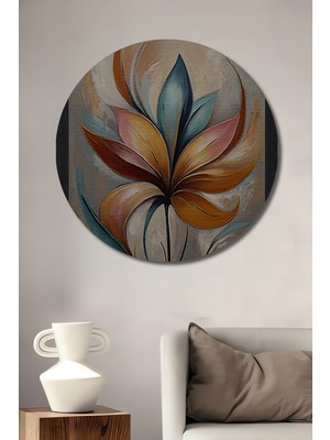 Teona Ahşap Büyülü Çiçek Yağlı Boya Görünümlü Modern Sanat Dekoratif Ahşap Tablo Yuvarlak Duvar Tablosu