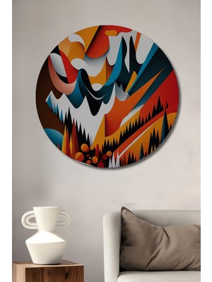 Teona Ahşap Soyut Enerji Patlaması Ahşap Dekoratif Tablo Yuvarlak Duvar Tablosu
