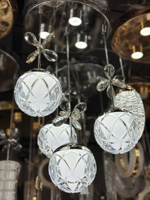 Yeni Model 4 Sarkıt Lüx LED Avize Krom Renk 3 Işık Seçeneği