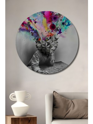 Teona Ahşap Yaratıcı Fikir Patlaması Ahşap Dekoratif Tablo Yuvarlak Duvar Tablosu