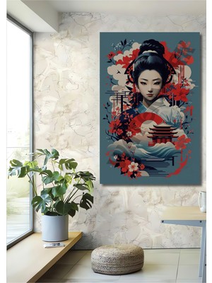 Teona Ahşap Japon Güzeli Çiçekli Tapınak Baskı Ahşap Dekoratif Ev,antre,salon,ofis,mutfak,yatak Odası Tablo