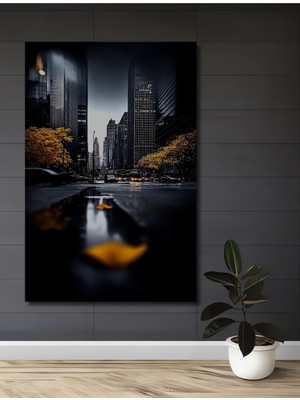 Teona Ahşap Büyük Şehir Melankolisi Yağlı Boya Görünümlü Ahşap Dekoratif Ev,antre,salon,ofis,mutfak Tablo