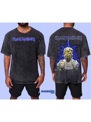 Iron Maiden Yıkamalı Over Size Tişört S