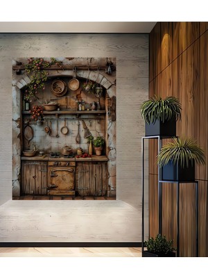 Teona Ahşap Antika Mutfak Eşyaları Görünümlü Ahşap Ev,antre,salon,ofis,mutfak,yatak Odası Tablo