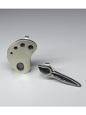 Canka Palet Fırça Gümüş Küpe