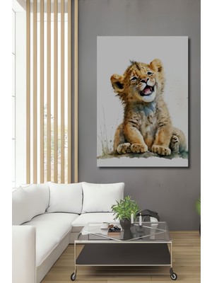 Teona Ahşap Aslan Yavrusu Sulu Boya Görünümlü Dekoratif Ahşap Ev,antre,salon,ofis,mutfak,yatak Odası Tablo