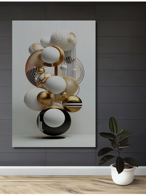 Teona Ahşap Altın Işıltılı Modern Geometri Ahşap Ev,antre,salon,ofis,mutfak,yatak Odası Tablo