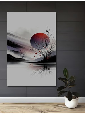 Teona Ahşap Japon Zen Sanatı Suluboya Görünümlü Ahşap Dekoratif Ev,antre,salon,ofis,mutfak,yatak Odası Tablo