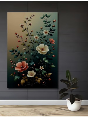 Teona Ahşap Bohem Tarzı Canlı Çiçekler Yağlı Boya Görünümlü Ahşap Dekoratif Ev,antre,salon,ofis,mutfak Tablo