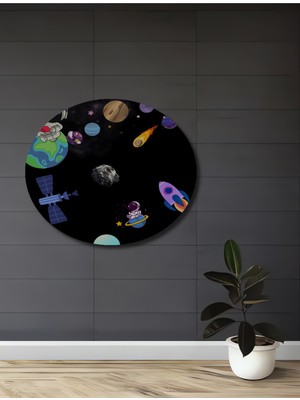 Teona Ahşap Uzay Temalı Astronom ve Gezegenler Yağlı Boya Görünümlü Ahşap Ev,antre,salon,ofis,mutfak Tablo
