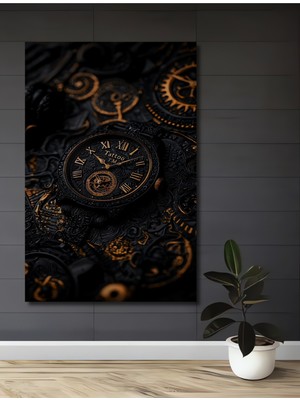 Teona Ahşap Steampunk Mekanik Saati Yağlı Boya Görünümlü Ahşap Dekoratif Ev,antre,salon,ofis,mutfak Tablo