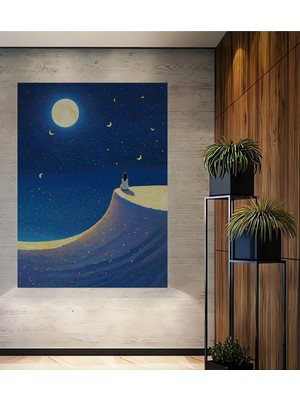 Teona Ahşap Hayalperest Ay Işığında Bir Kız Ahşap Dekoratif Ev,antre,salon,ofis,mutfak,yatak Odası Tablo