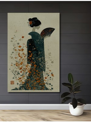 Teona Ahşap Japon Güzeli Fuarı Sulu Boya Görünümlü Dekoratif Ahşap Ev,antre,salon,ofis,mutfak,yatak Odası Tablo