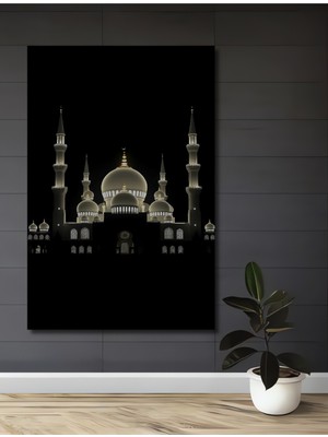 Teona Ahşap Görkemli Cami Işıltısı Yağlı Boya Görünümlü Ahşap Dekoratif Ev,antre,salon,ofis,mutfak Tablo