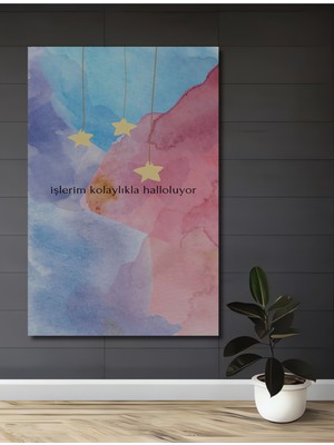 Teona Ahşap Büyülü Yıldızlar Sulu Boya Görünümlü Modern Sanat Dekoratif Ahşap Ev,antre,salon,ofis,mutfak Tablo