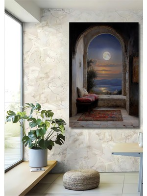 Teona Ahşap Ay Işığı Manzaralı Bohem Sanat Dekoratif Ahşap Ev,antre,salon,ofis,mutfak,yatak Odası Tablo