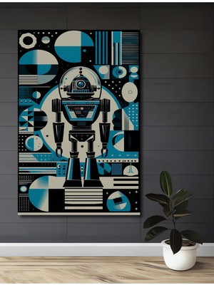 Teona Ahşap Retro Robot Sanat Eseri Ahşap Dekoratif Ev,antre,salon,ofis,mutfak,yatak Odası Tablo