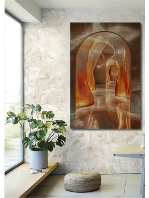 Teona Ahşap Modern Soyut Sanat Görünümlü Altın Işıltı Ahşap Ev,antre,salon,ofis,mutfak,yatak Odası Tablo