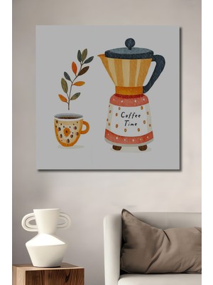 Teona Ahşap Sulu Boya Görünümlü Kahve Saati Ahşap Dekoratif Ev,antre,salon,ofis,mutfak,yatak Odası Tablo