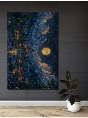 Teona Ahşap Muhteşem Manzaralı Köy Yağlı Boya Görünümlü Dekoratif Ahşap Ev,antre,salon,ofis,mutfak Tablo