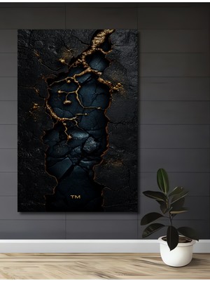 Teona Ahşap Altın Çağ Kayalıkları Yağlı Boya Görünümlü Dekoratif Ahşap Ev,antre,salon,ofis,mutfak Tablo