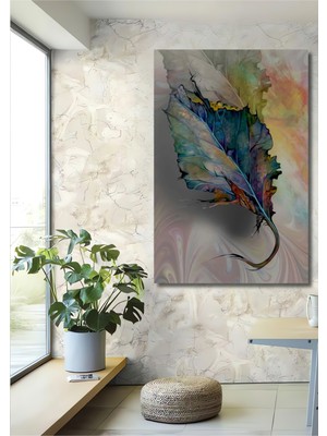 Teona Ahşap Dinamik Yaprak Sulu Boya Görünümlü Ahşap Dekoratif Ev,antre,salon,ofis,mutfak,yatak Odası Tablo