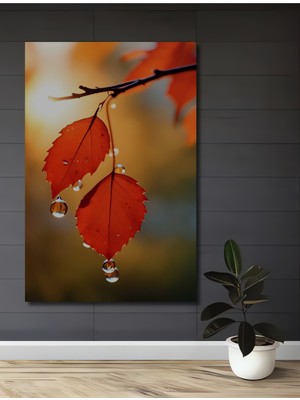 Teona Ahşap Sonbahar Yaprakları Sulu Boya Görünümlü Ahşap Dekoratif Ev,antre,salon,ofis,mutfak,yatak Odası Tablo