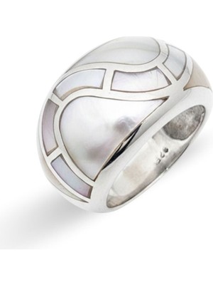 Oya Silver Bombeli Sedefli Tasarım Kadın Gümüş Yüzük [OYSY108]