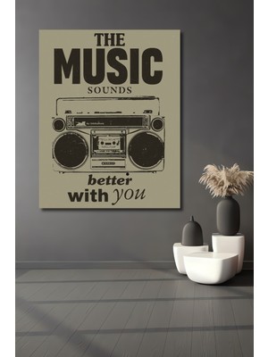 Teona Ahşap Retro Müzik Kutusu Yağlı Boya Görünümlü Ahşap Dekoratif Ev,antre,ofis,mutfak,yatak Odası Tablo