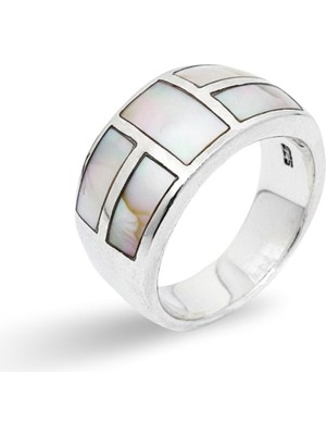 Oya Silver Bombeli Sedefli Kadın Gümüş Yüzük [OYSY107]