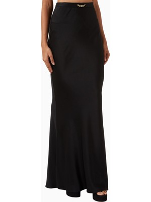 Elisabetta Franchi Mermaid Saten Krep Uzun Etek, Zincir Detaylı Şık Tasarım