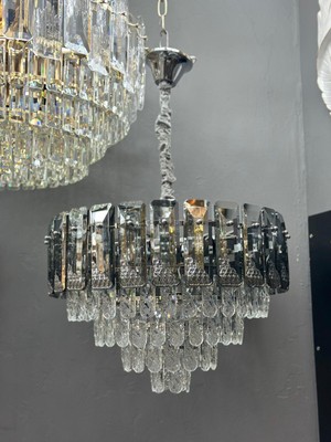 LED Yeni Model 50 cm Kristal Lüx Salon Avize Krom Ithal Kasa