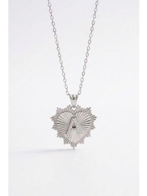 Parmas Design Kalp Plaka Harfli Kişiye Özel Kadın 925 Ayar Gümüş Kolye