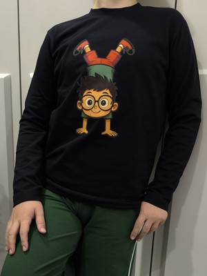 Pidal Giyim Parendeci Çocuk Baskılı Pamuklu Uzun Kollu Erkek Çocuk Sweatshirt