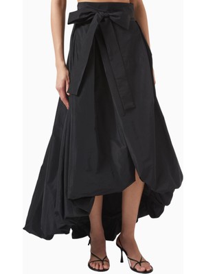 Pinko Barbagianni Balloon Skirt, Lüks Taffeta Maxi Etek Fiyonk Detaylı