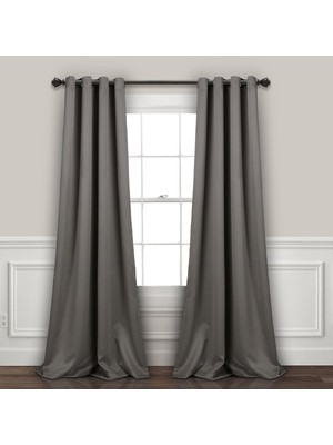 Lush Decor Lüks Karartmalı Fon Perde Metal Halkalı, Isı Izolasyonlu, Koyu Gri, 132 cm x 213