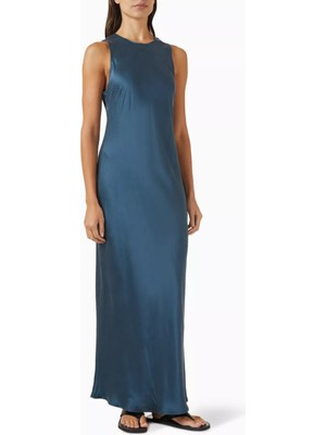 Asceno Valencia Ipek Charmeuse Elbise Aegean Blue Zamansız Şıklık