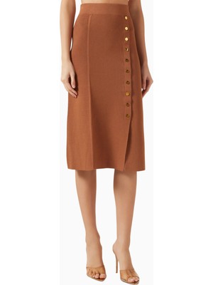 Elisabetta Franchi Triko Jewel Button Detaylı, Sofistike Midi Etek