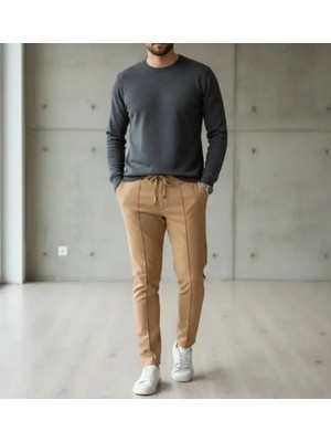 Moda Double Kumaş Çima Detaylı Pantolon