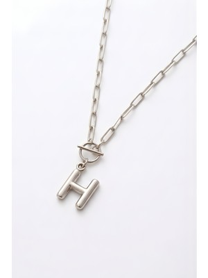 Parmas Design Bombe Harf Kişiye Özel Ataç Zincirli 925 Ayar Gümüş Kadın Kolye