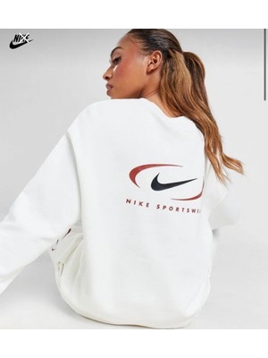 Nike Sportswear Phoenix Fleece Oversized Crew-Neck Bol Kalıp Krem Kadın Sweatshirt FQ8815-133