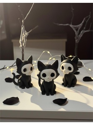 Hayalet Surat Kedi Figür, Hediyelik Biblo 1 ADET -  Figür, aksesuar, dekor, figür, Nycruin3D