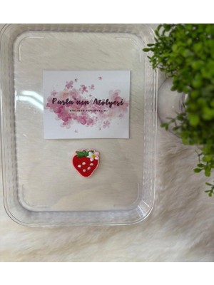 Parla'nın Atölyesi 0-3 Yaş Az Saçlı ve Saçsız Bebek Tokası Kırmızı Çilek