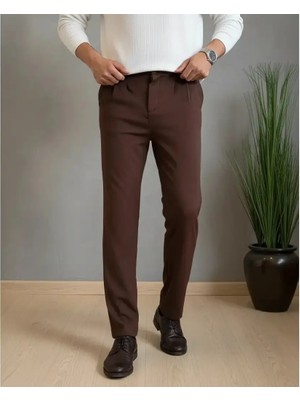 Moda Poliviskon Çift Pileli Pantolon