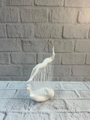 Khi-Zai El Insan Figürü Beyaz Modern Soyut Tasarım Salon ve Ofis Dekorasyonu