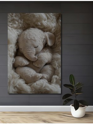 Teona Ahşap Uyuyan Fil Yavrusu Sulu Boya Görünümlü Ahşap Dekoratif Ev,antre,salon,ofis,mutfak,yatak Odası Tablo